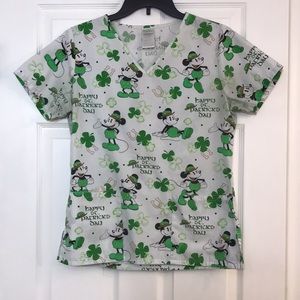 Disney Micky Mouse St Patrick's Scrub Top-Size XS